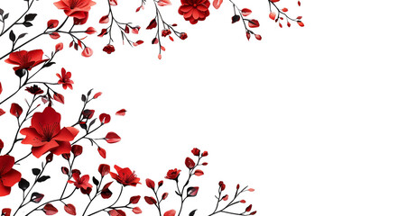 Sticker - Wallpaper of red flowers on a transparent background with copy space for text