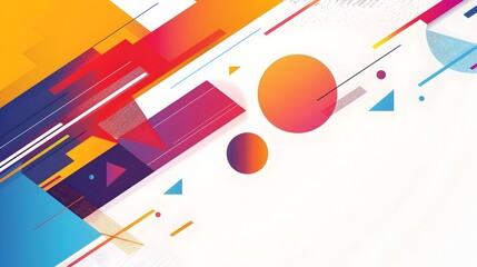 Aufkleber - Vibrant Geometric Abstract with Ample Copyspace in Modular Composition