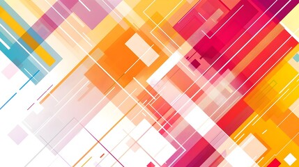 Poster - Vibrant Geometric Abstract Background with Overlapping Patterns Clean Minimalist Template Strategic Copyspace and Asymmetrical Placement