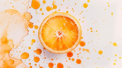 Poster - Creative layout made of orange with watercolor spots on the white background Flat lay Food concept : Generative AI