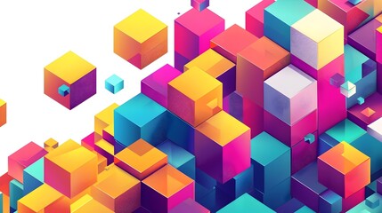 Leinwandbilder - Vibrant Modular Geometric Cubes on Clean Background in Balanced Composition