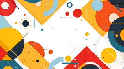 Aufkleber - Bold abstract geometric background with generous white copyspace and centered rule of thirds composition stylized flat design graphic on pure white