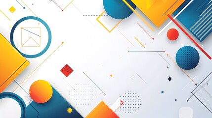Poster - Vibrant Geometric Abstract Background with Minimalist Copyspace and Flat Design Graphic Elements