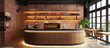small modern concept cafe coffee shop with red brick round bar 