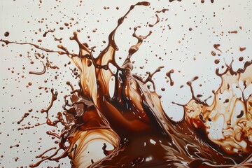 Poster - Highspeed capture of rich chocolate splash, ideal for culinary and design use