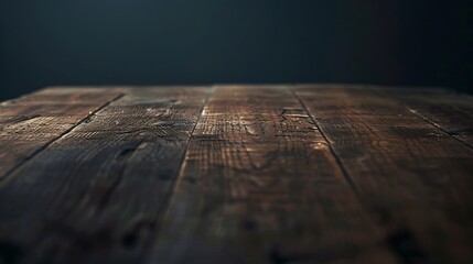 Poster - Old wood table on dark background : Generative AI
