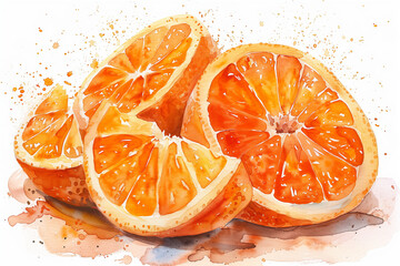 Watercolor painting of orange slices.