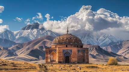 Wall Mural - The Karakhanid Mausoleum in Uzgen Kyrgyzstan an 11th-century architectural marvel with elaborate brickwork and a distinct conical dome representing th