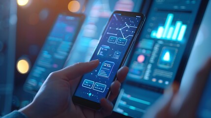 Leinwandbilder - UX UI design process for modish mobile application and website  Creative prototype of wireframe for professional app developer : Generative AI