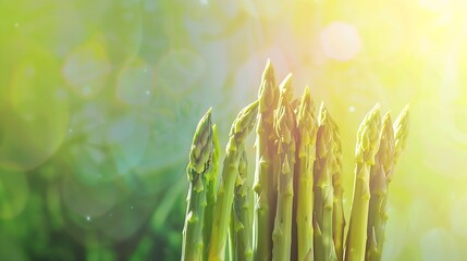 Asparagus on beautiful background Creative art original food layout of sliced vegetable plant Modern kitchen cooking vegetarian fresh green healthy ecological food concept Selective fo : Generative AI