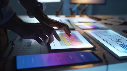 Leinwandbilder - Web designer planning application for mobile phone : Generative AI