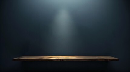 Poster - Empty wooden table on wall dark backgroundperspective wooden floor shelf tableused as a studio background wall to display your products : Generative AI