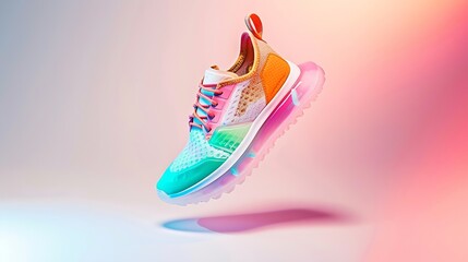 colorful modern womens sport sneaker isolated on white background fashionable stylish shoe creative 