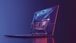 An illustration depicts the concept of online shopping, retail, and ecommerce, with a polygonal laptop and a shopping cart against a blue background, representing an ecommerce store concept.