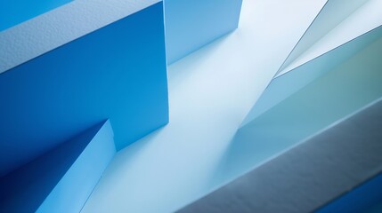 Poster - Layout of colorful cardboard sheets in blue and white shades : Generative AI