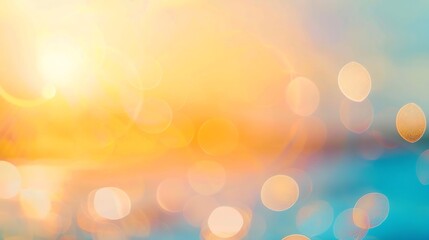Poster - Summer holiday concept Abstract blur blue yellow and orange color sky beach sunset background sky at sunset blurry background Light Blue background Sky background : Generative AI