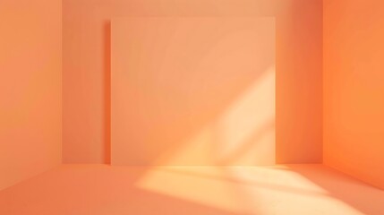Aufkleber - Empty room wall painted in peach color Minimalistic abstract apricot background for product presentation Color of the year 2024 Peach Fuzz : Generative AI