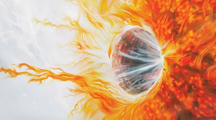 Wall Mural - A painting of a fiery explosion with a hole in the middle