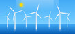 wind turbines in the ocean windmill farm clean renewable energy vector illustration