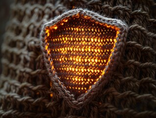 Wall Mural - A knitted item with a hole in the middle and a light shining through it