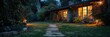 © Brian - Lighted walkway in front yard of a residential house at dusk as the sun goes down for the evening