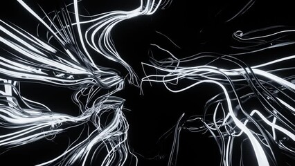 Wall Mural - Abstract black and white waves texture background.I Illustration of liquid acrylic paint. Loop animation 30fps 4k
