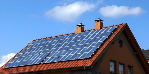 Harnessing Sustainable Clean Energy with Home Solar Panels. Concept Renewable Energy, Solar Power, Sustainable Living, Green Technology, Home Improvements