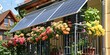 German solar balcony power plant for generating own electricity with mini photovoltaic system. Concept Solar Power, Balcony System, Electricity Generation, Renewable Energy, Photovoltaic Technology