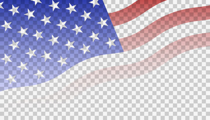 usa flag inclined, united states of america transparent waving flag