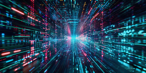 Wall Mural - quantum, universe, plexus, landscape, cyberspace, communication, idea, electronic, conceptual, virtual, mesh, wireframe, grid, poly, light, element, circuit, mind, illustration, science, background, t