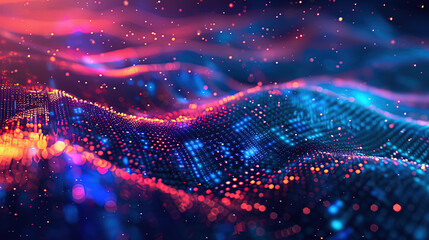 Wall Mural - quantum, universe, plexus, landscape, cyberspace, communication, idea, electronic, conceptual, virtual, mesh, wireframe, grid, poly, light, element, circuit, mind, illustration, science, background, t