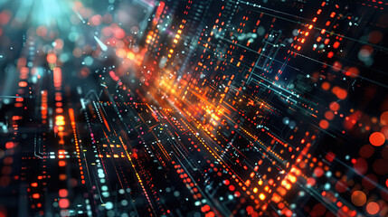 Wall Mural - quantum, universe, plexus, landscape, cyberspace, communication, idea, electronic, conceptual, virtual, mesh, wireframe, grid, poly, light, element, circuit, mind, illustration, science, background, t