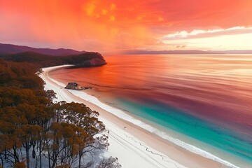 Canvas Print - view from top of a small hill at a beautiful sunset