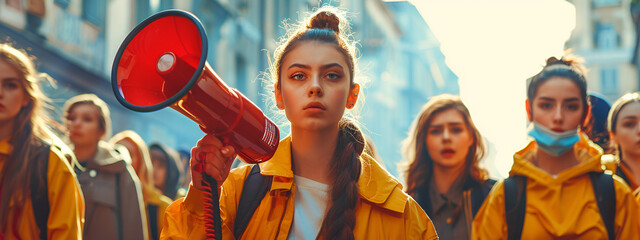 Sticker - Feminist woman protesting