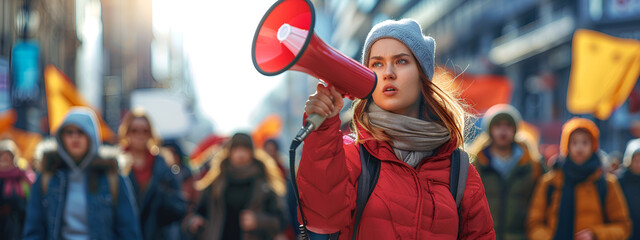 Sticker - Feminist woman protesting