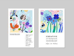 Wall Mural - Creative Artistic Floral Cards. Vector Illustration