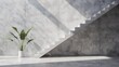 Minimalist staircase with a blank concrete wall mockup background