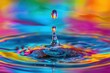beautiful natural background with a single multicolored water drop closeup