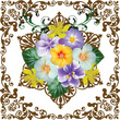 multy color flowers in brown square decoration