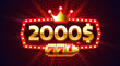 Casino coupon special voucher 2000 dollar, Check banner special offer. Vector illustration