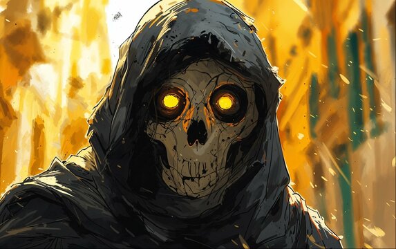 Halloween head, Grim reaper, Death, monster, comic art