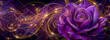 banner with background of purple or lilac flowers. fake flowers. Artificial purple or lilac roses