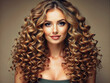 beautiful smiling woman with curly hair. beauty happy girl with Hair style