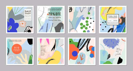 Wall Mural - Creative Artistic Floral Cards. Vector Illustration