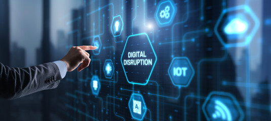 Wall Mural - digital disruption technology background. innovation business concept