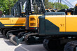 Fleet of yellow construction machines