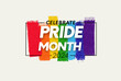 Celebrate Pride Month 2024 Label. Poster, card, template Celebrating Pride Month with brush color. Vector illustration. 2024 Happy text with flag illustration design.