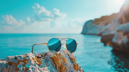 Wall Mural - Sunglasses against the sea in the summer
