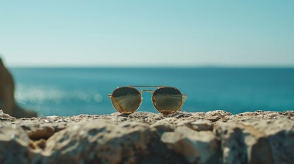 Wall Mural - Sunglasses against the sea in the summer