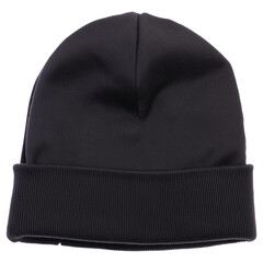 Black Color Beanie Hat Isolated On Transparent Background